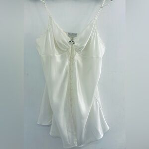 Vintage 1980’s Val Mode Lingerie Ivory White Lace Slip with Rose, Women Size XL